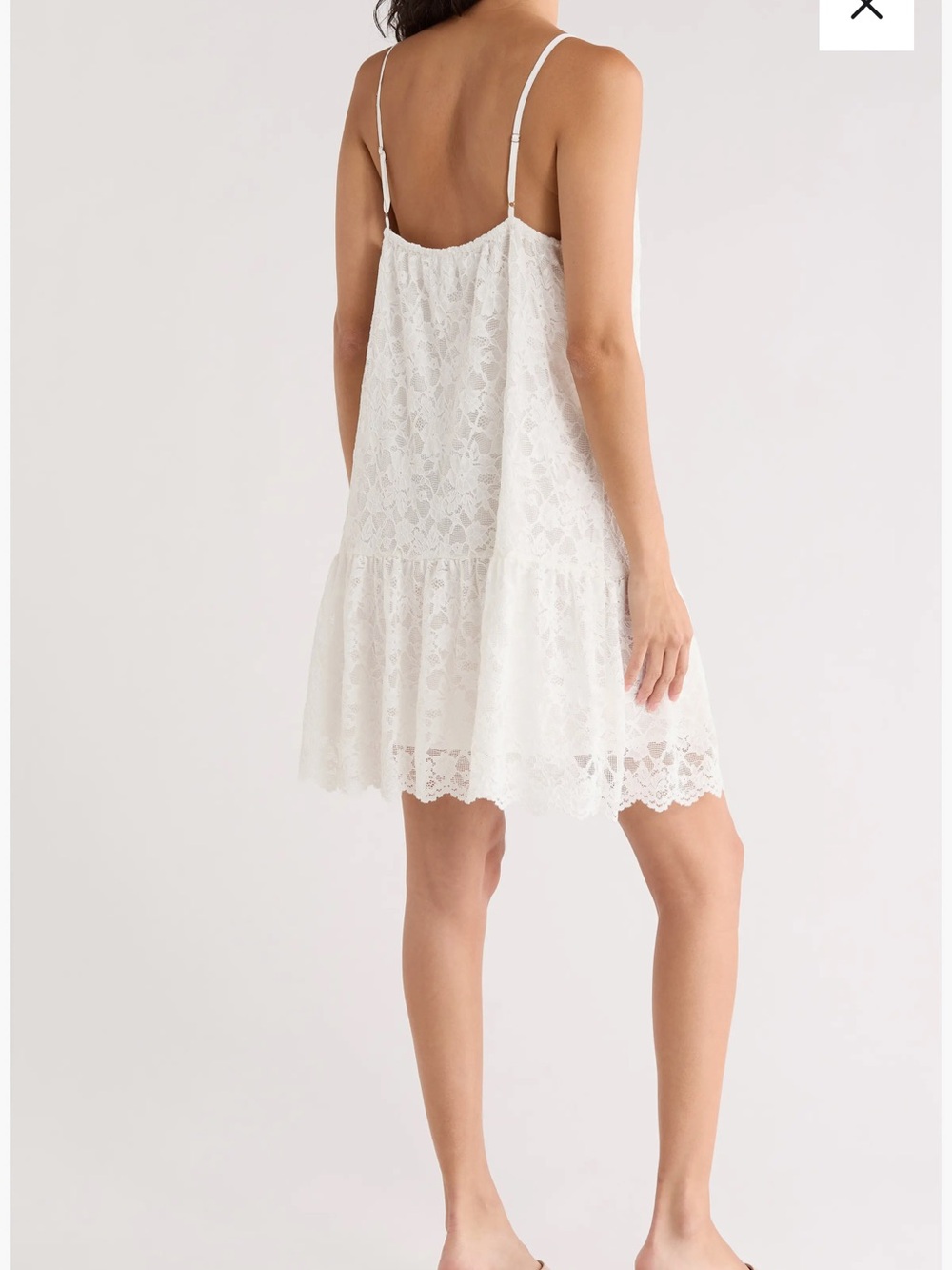 Nordstrom White Lace Mini Dress with Ruffle Hem - Picture 2 of 8